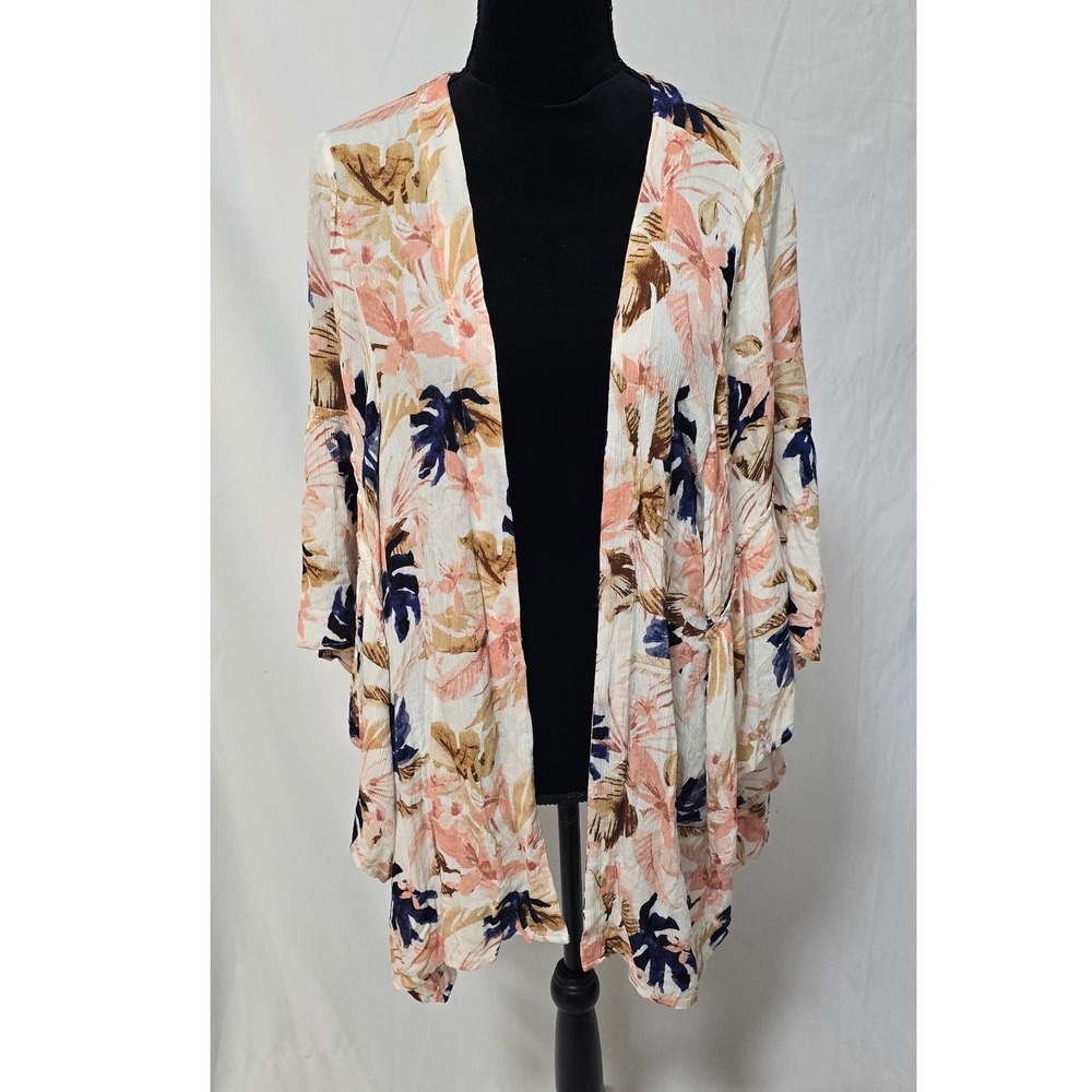 Rip Curl women L beach swim cover up kimono flutter sleeve Hawaiian vacation